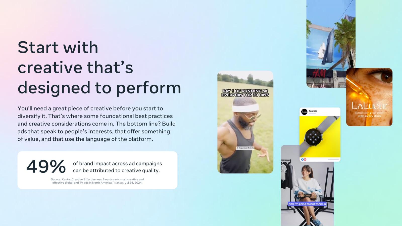BFCM 2026 creative playbook by Meta, slide 13: Start with creative that’s designed to perform