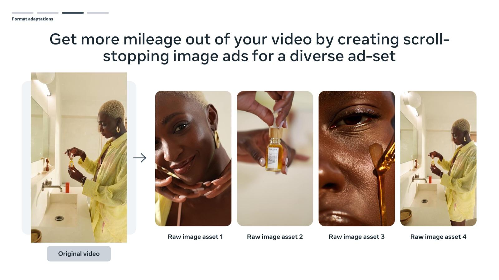 BFCM 2026 creative playbook by Meta, slide 42: Turn your video into scroll-stopping image ads