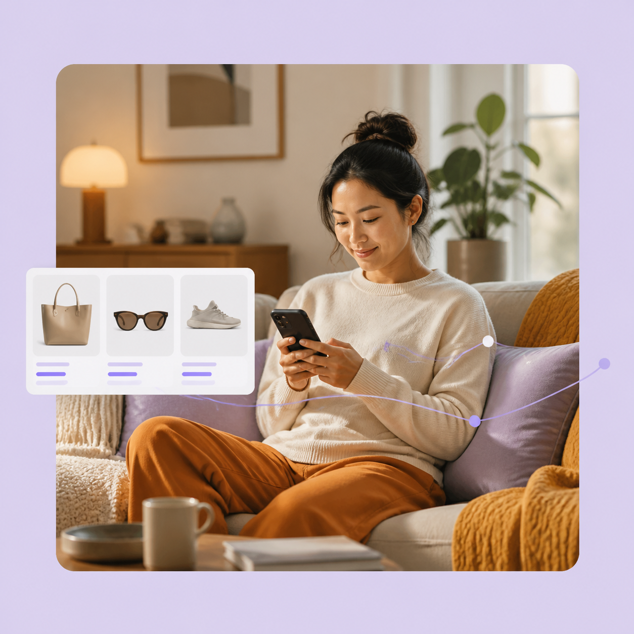 Customer browsing products with Zappush profile signal